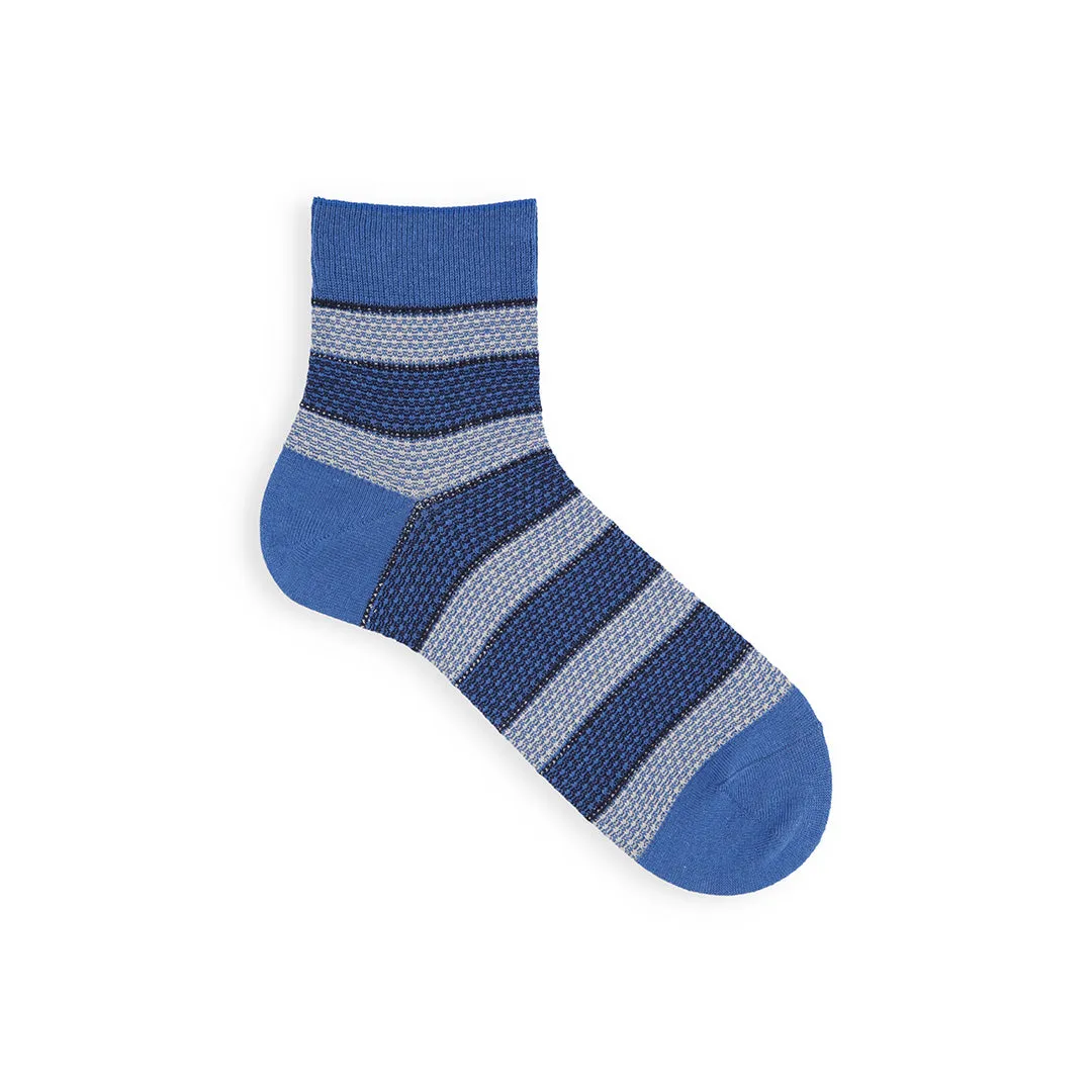 062131243 Wide Stripe Cotton/Linen Short Socks