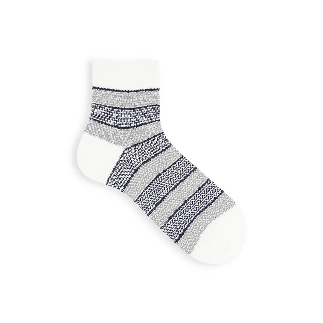 062131243 Wide Stripe Cotton/Linen Short Socks