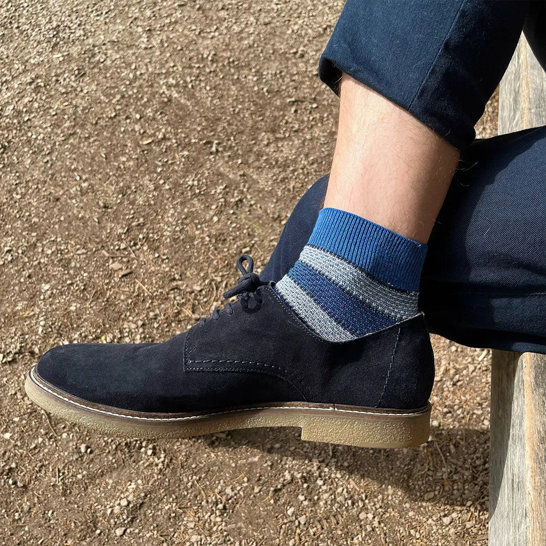062131243 Wide Stripe Cotton/Linen Short Socks