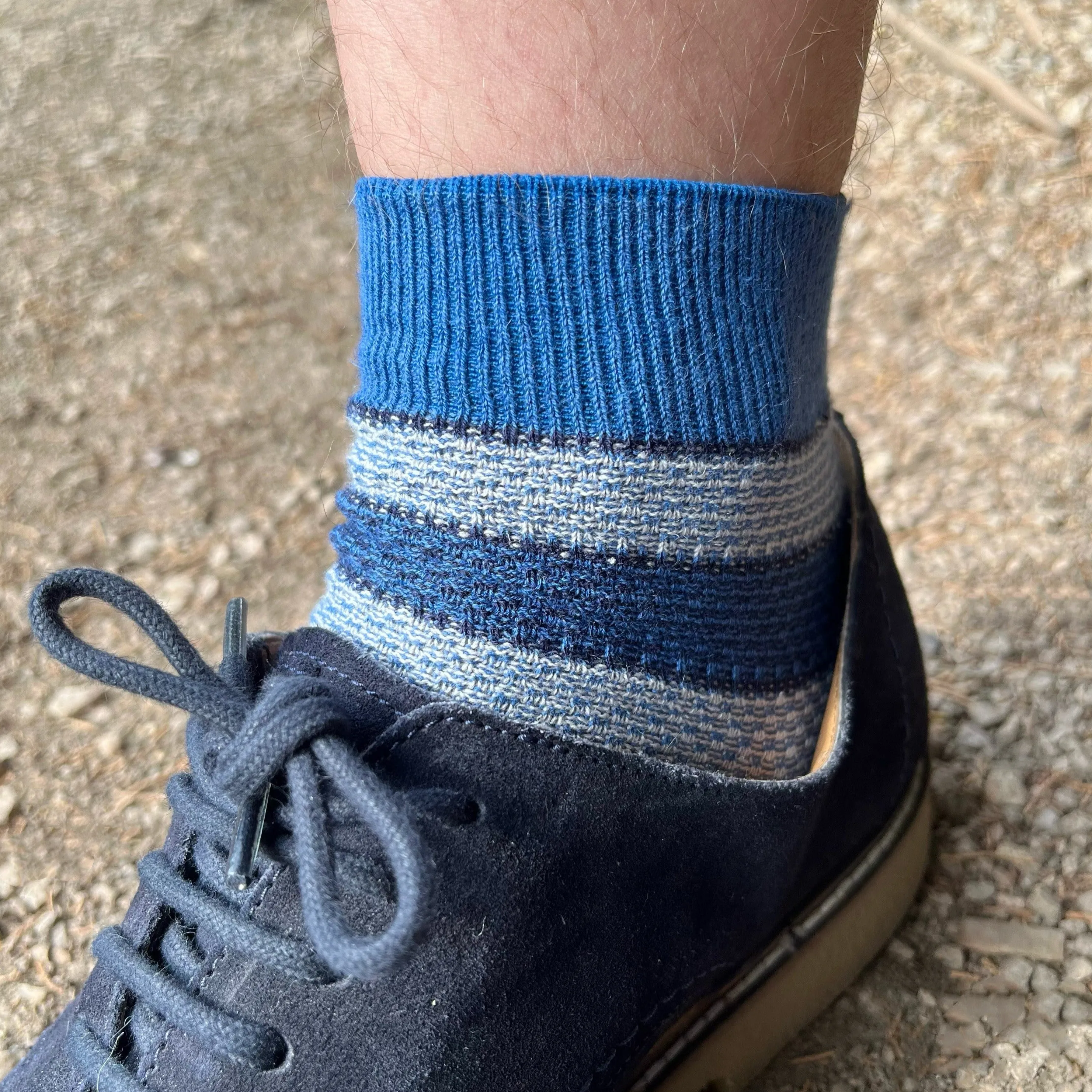 062131243 Wide Stripe Cotton/Linen Short Socks