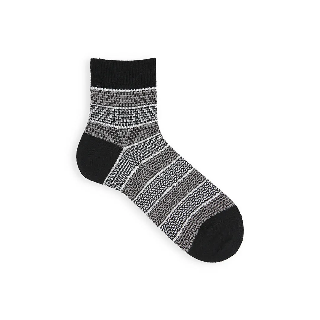 062131243 Wide Stripe Cotton/Linen Short Socks