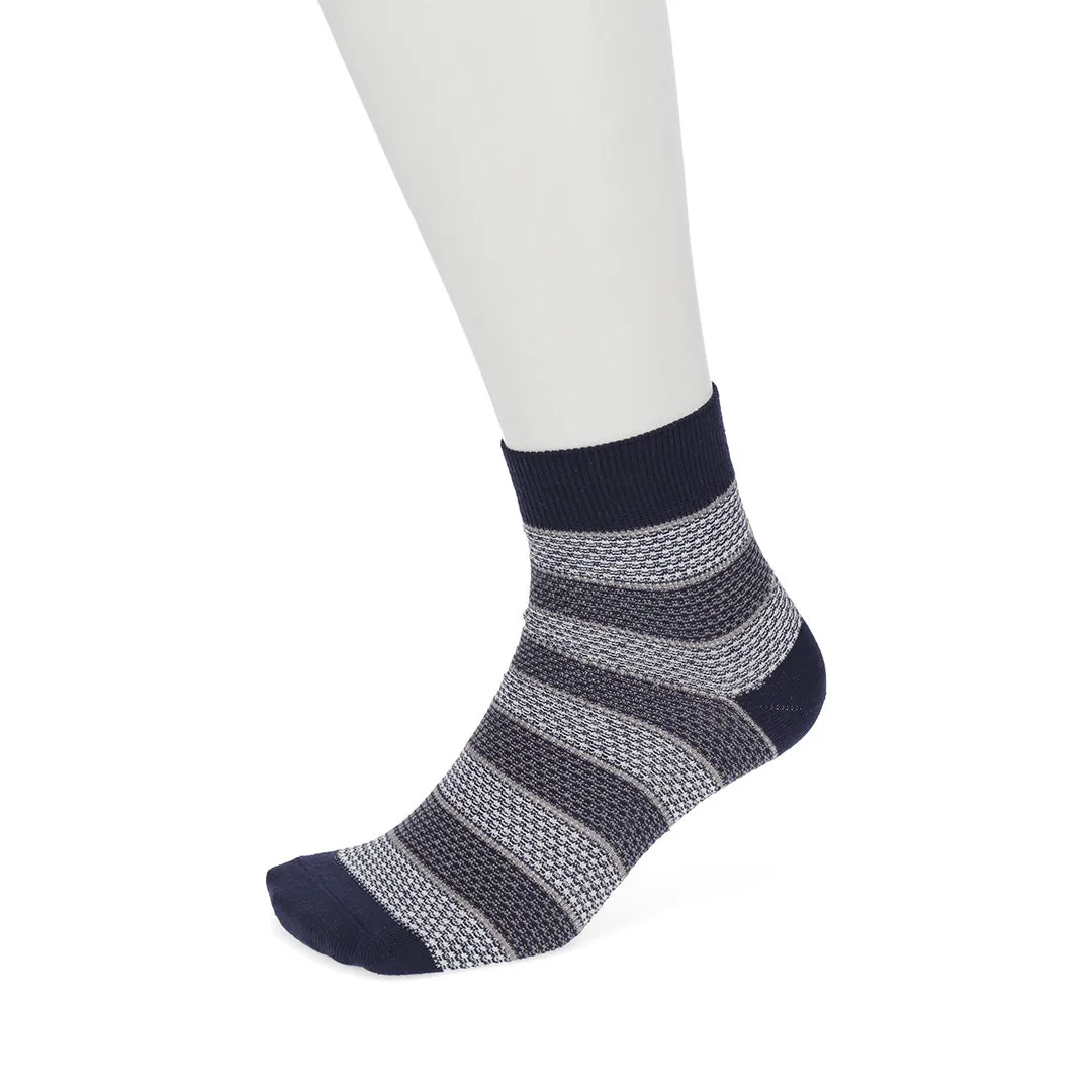 062131243 Wide Stripe Cotton/Linen Short Socks