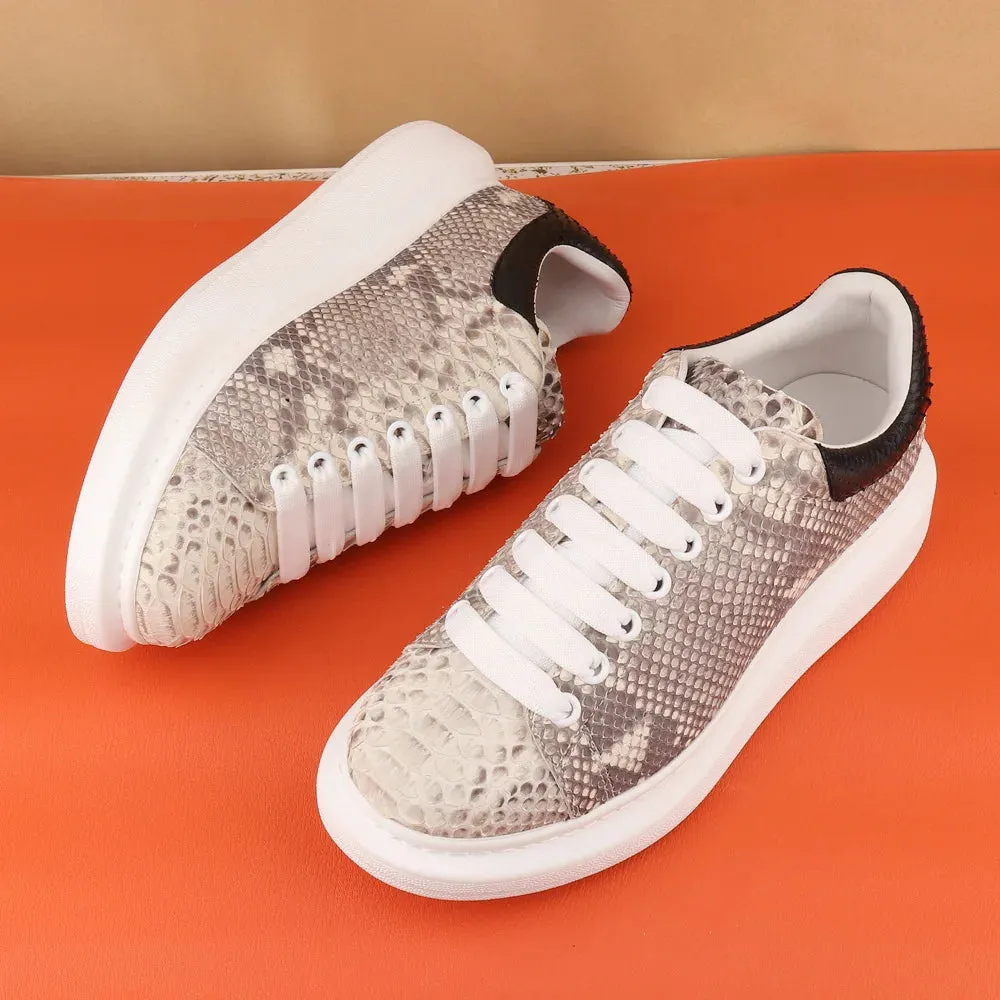 2022 Autumn Sipriks Mens Casual Leather Shoes Real Snakeskin Sport Shoes Flats Python Skin Running Shoe Rubber Sloe