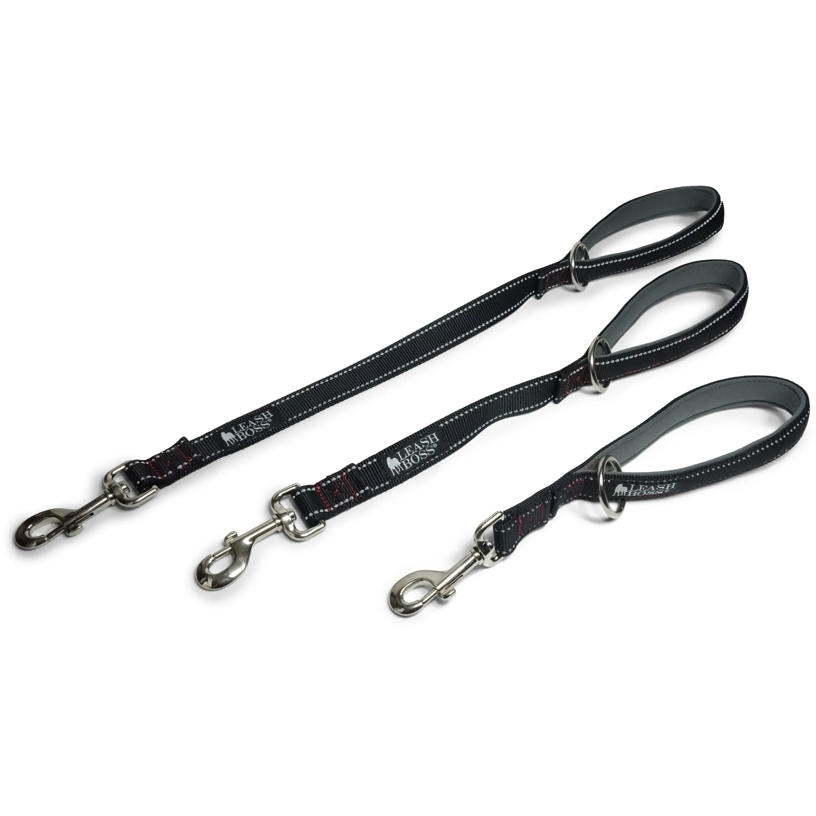 24 Inch Padded Handle Leash with Reflective Webbing and O-Ring