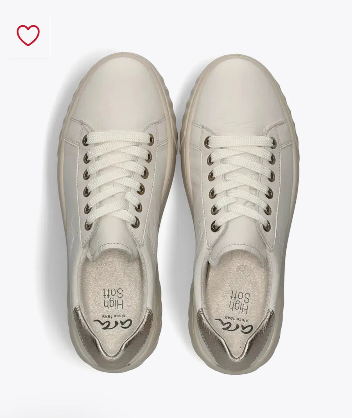 Ara - 46523 Cream Trainers with a Gold Trim