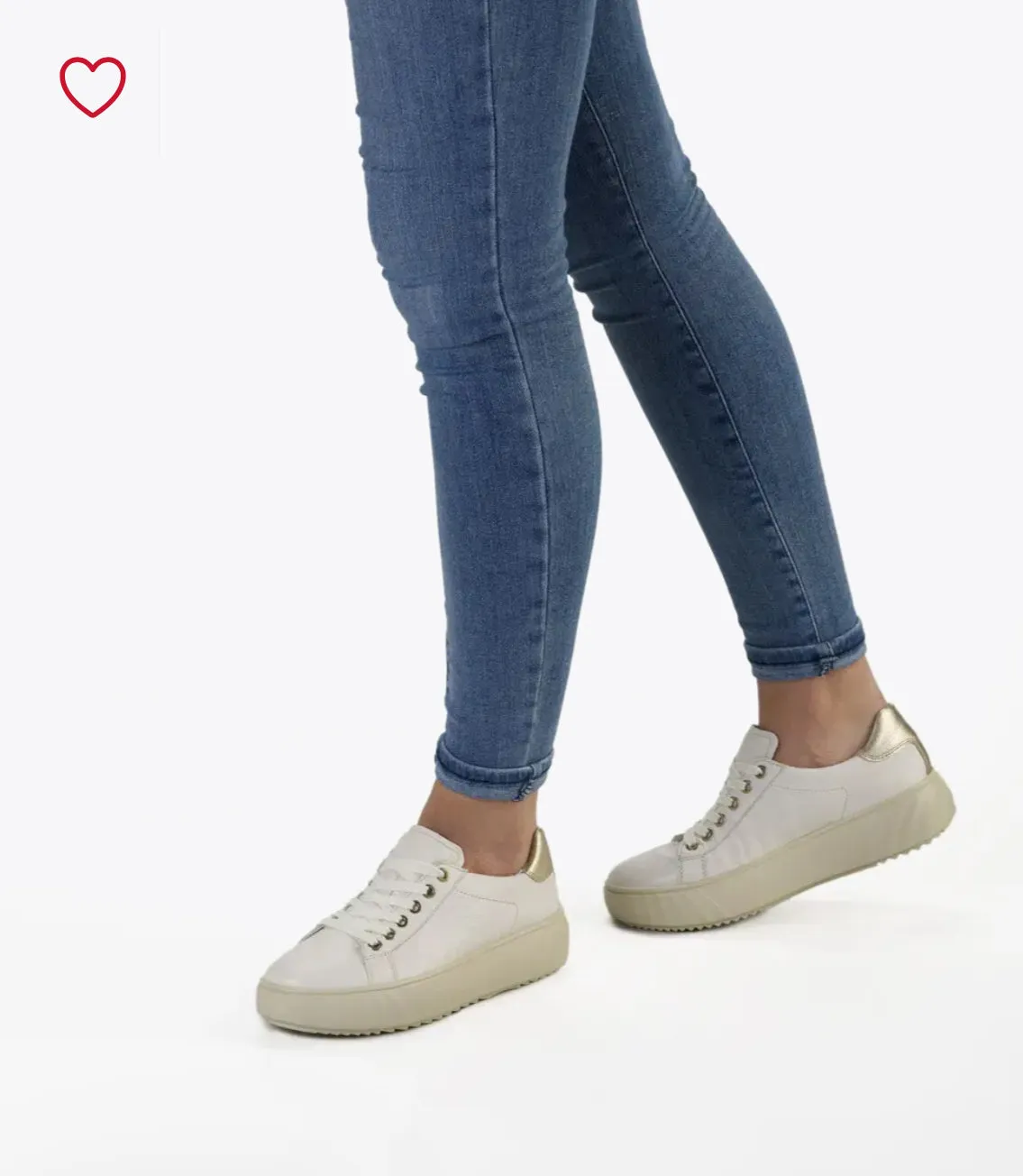 Ara - 46523 Cream Trainers with a Gold Trim