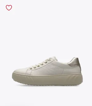 Ara - 46523 Cream Trainers with a Gold Trim
