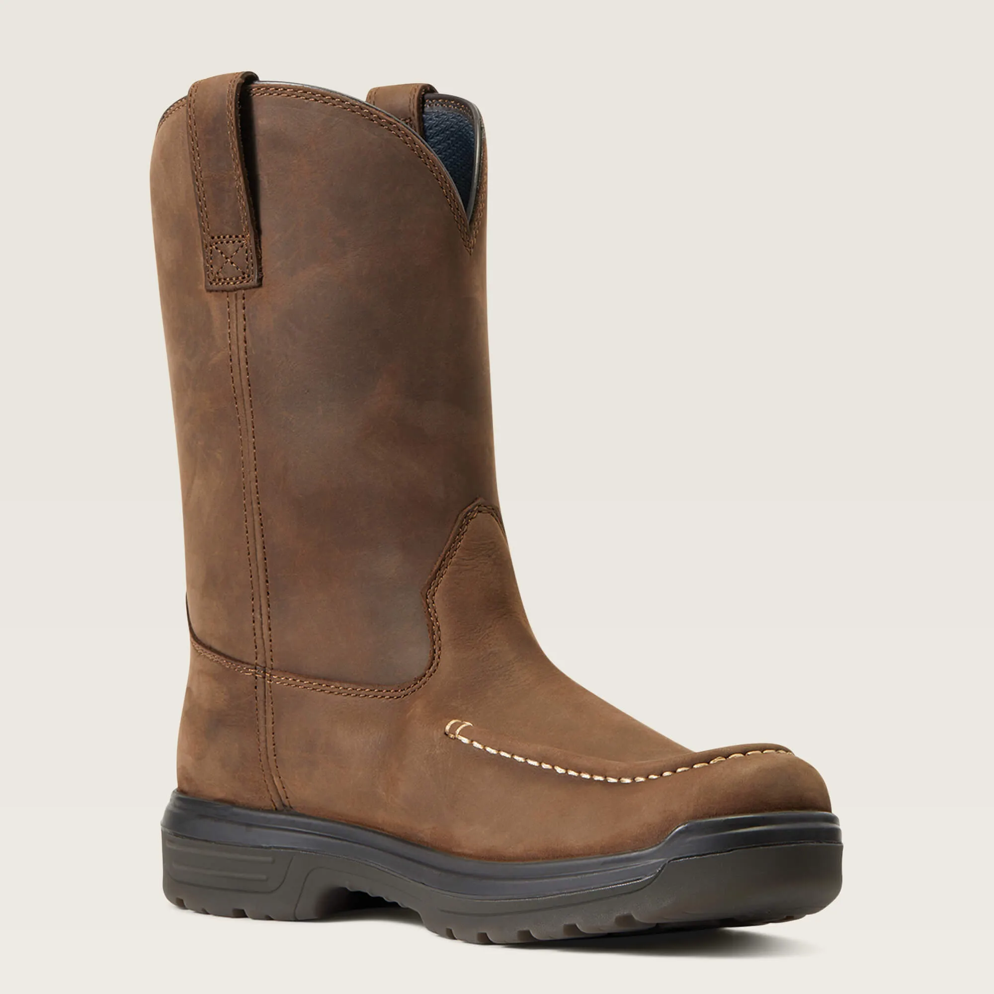 Ariat Men's Turbo Moc Toe Waterproof Western Work Boot - Mocha - 10040397