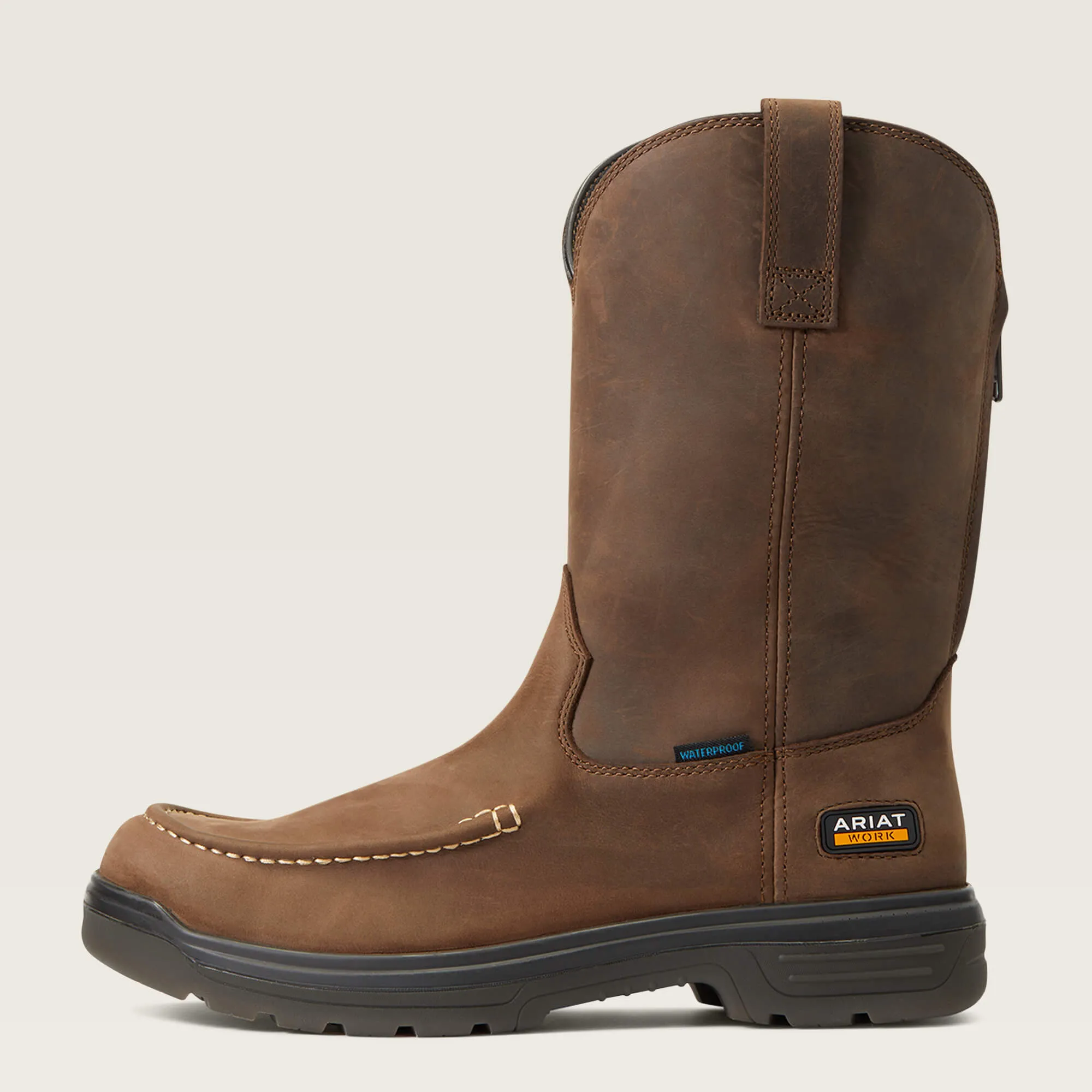 Ariat Men's Turbo Moc Toe Waterproof Western Work Boot - Mocha - 10040397