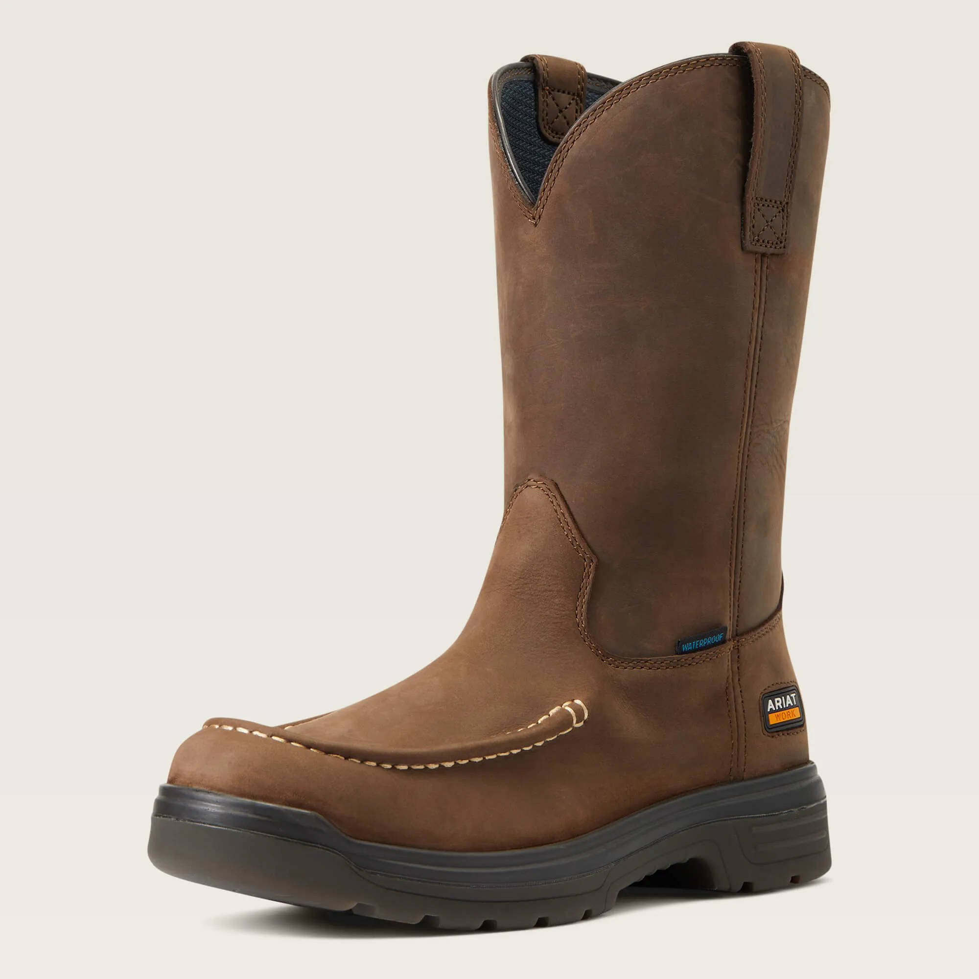 Ariat Men's Turbo Moc Toe Waterproof Western Work Boot - Mocha - 10040397