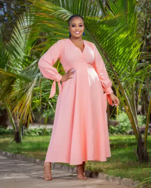 Asali Maxi Wrap Dress -Peach