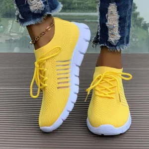 Athletic Shoes - Breathable Mesh Round Toe Athletic