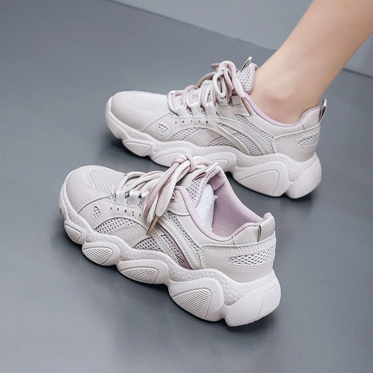 Athletic Shoes - Lace Up Mesh Breathable Athletic
