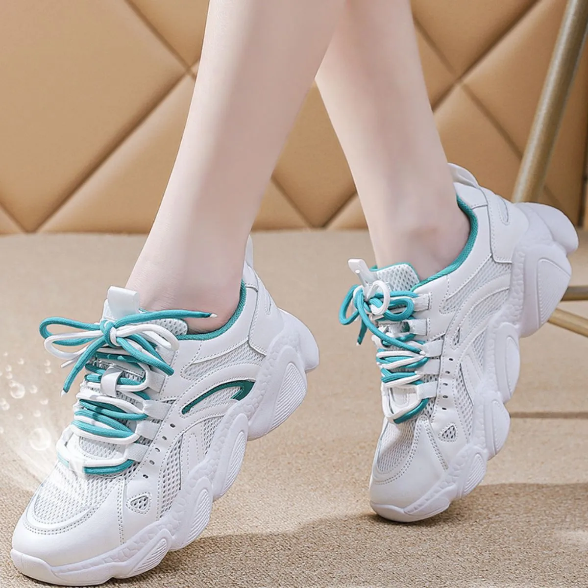 Athletic Shoes - Lace Up Mesh Breathable Athletic