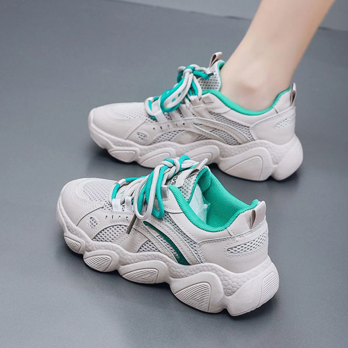 Athletic Shoes - Lace Up Mesh Breathable Athletic