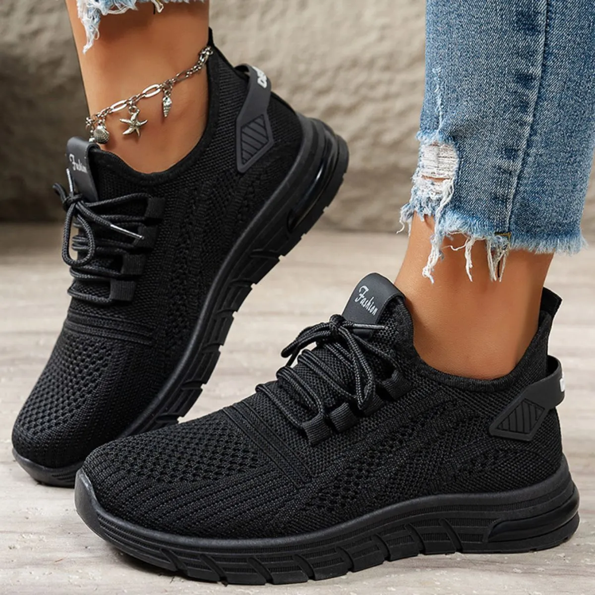 Athletic Shoes - Mesh Breathable Round Toe Athletic