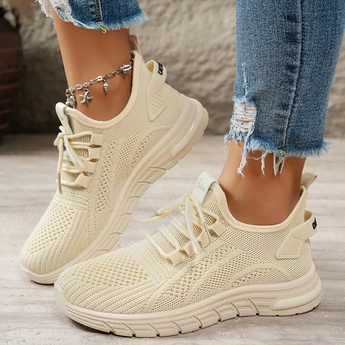 Athletic Shoes - Mesh Breathable Round Toe Athletic
