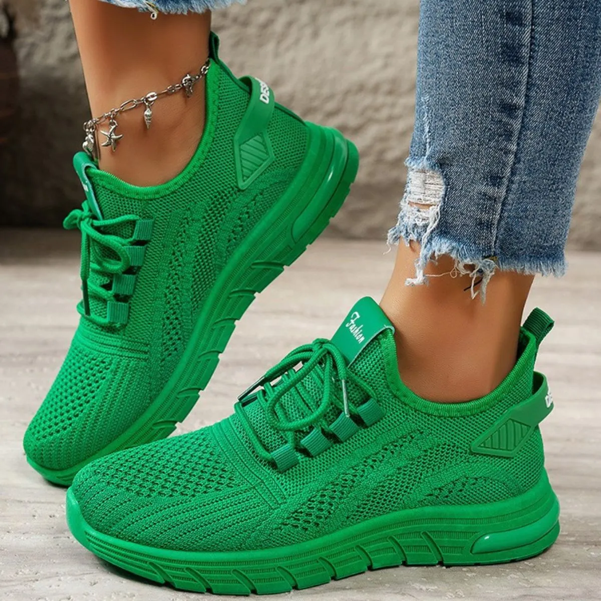 Athletic Shoes - Mesh Breathable Round Toe Athletic