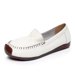 Babakud Women Spring Vintage Leather Soft Sole Loafers