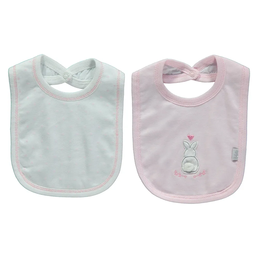 Bebetto Bibs Waterproof Back White/Pink 2-Pack