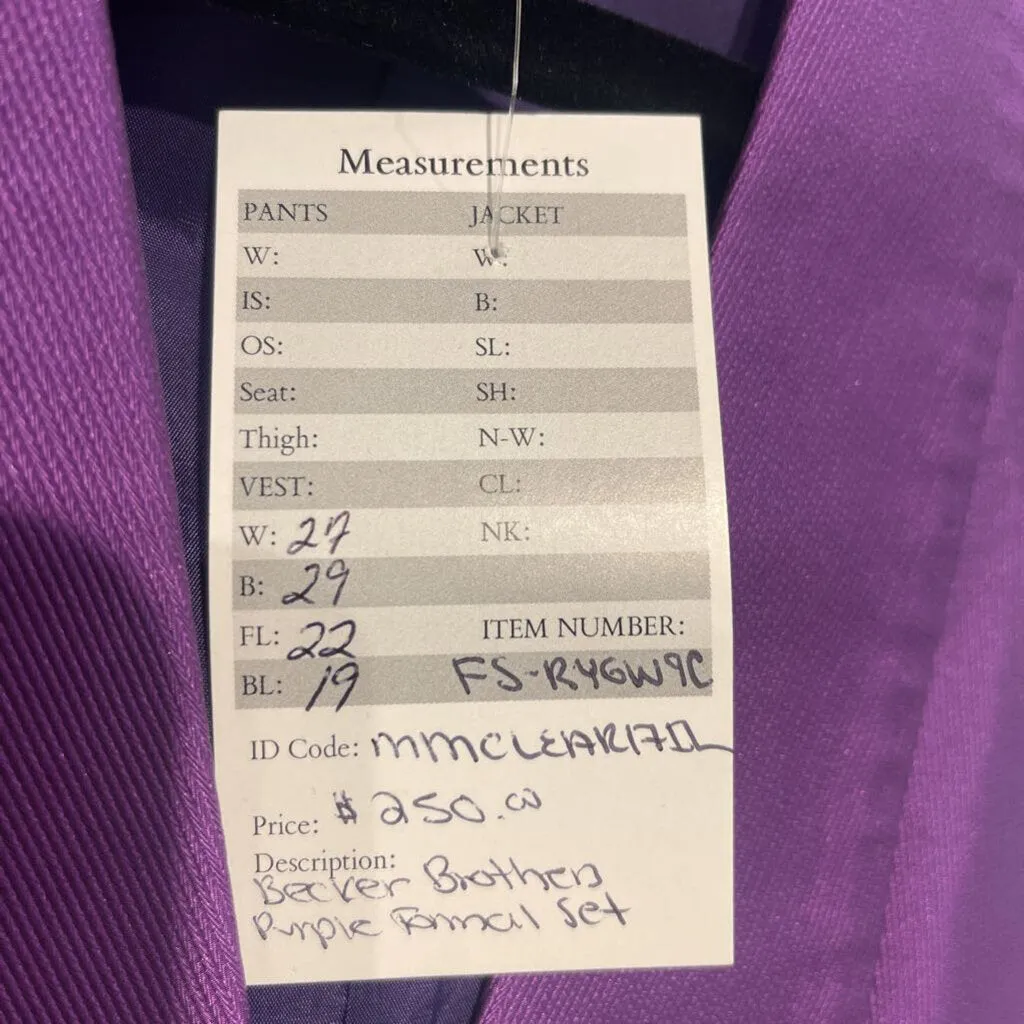 Becker Brothers Purple Formal Vest