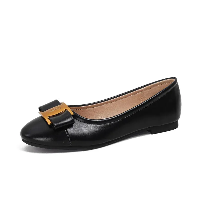 Bow Color-blocking Casual Flats