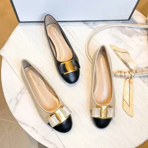 Bow Color-blocking Casual Flats