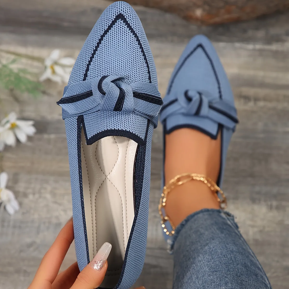 Bowknot Knitted Flats