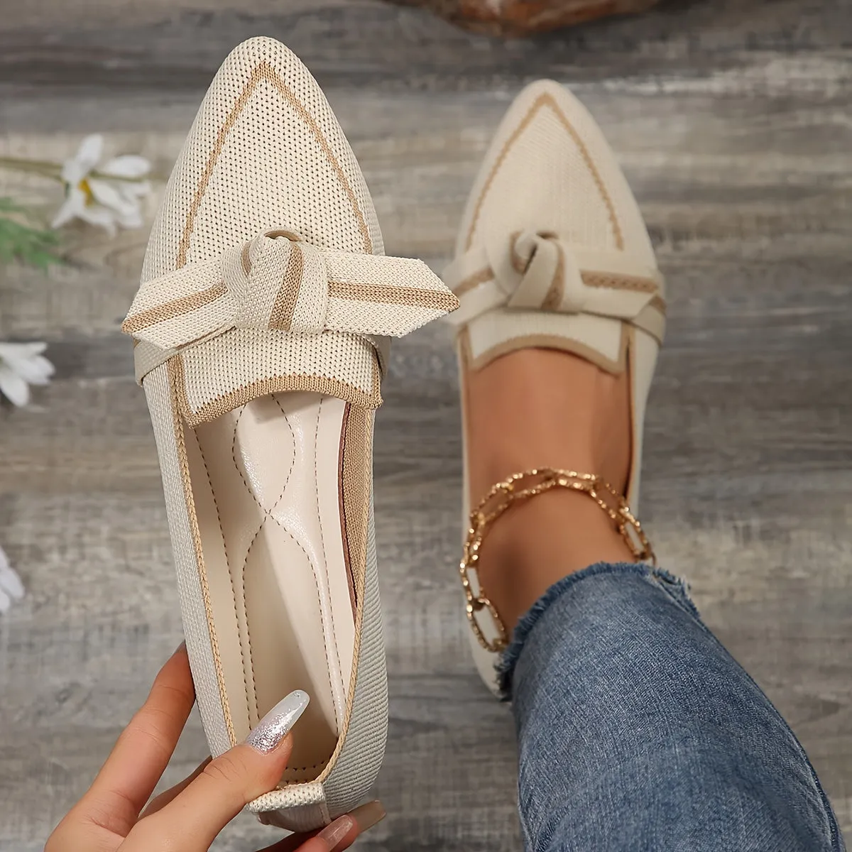 Bowknot Knitted Flats