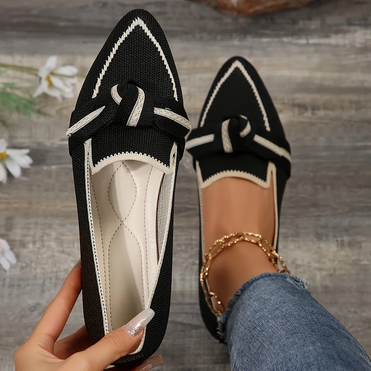 Bowknot Knitted Flats