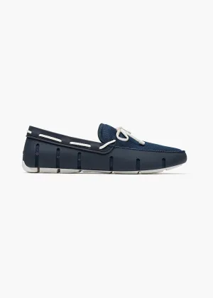 Braided Lace Loafer in Navy White