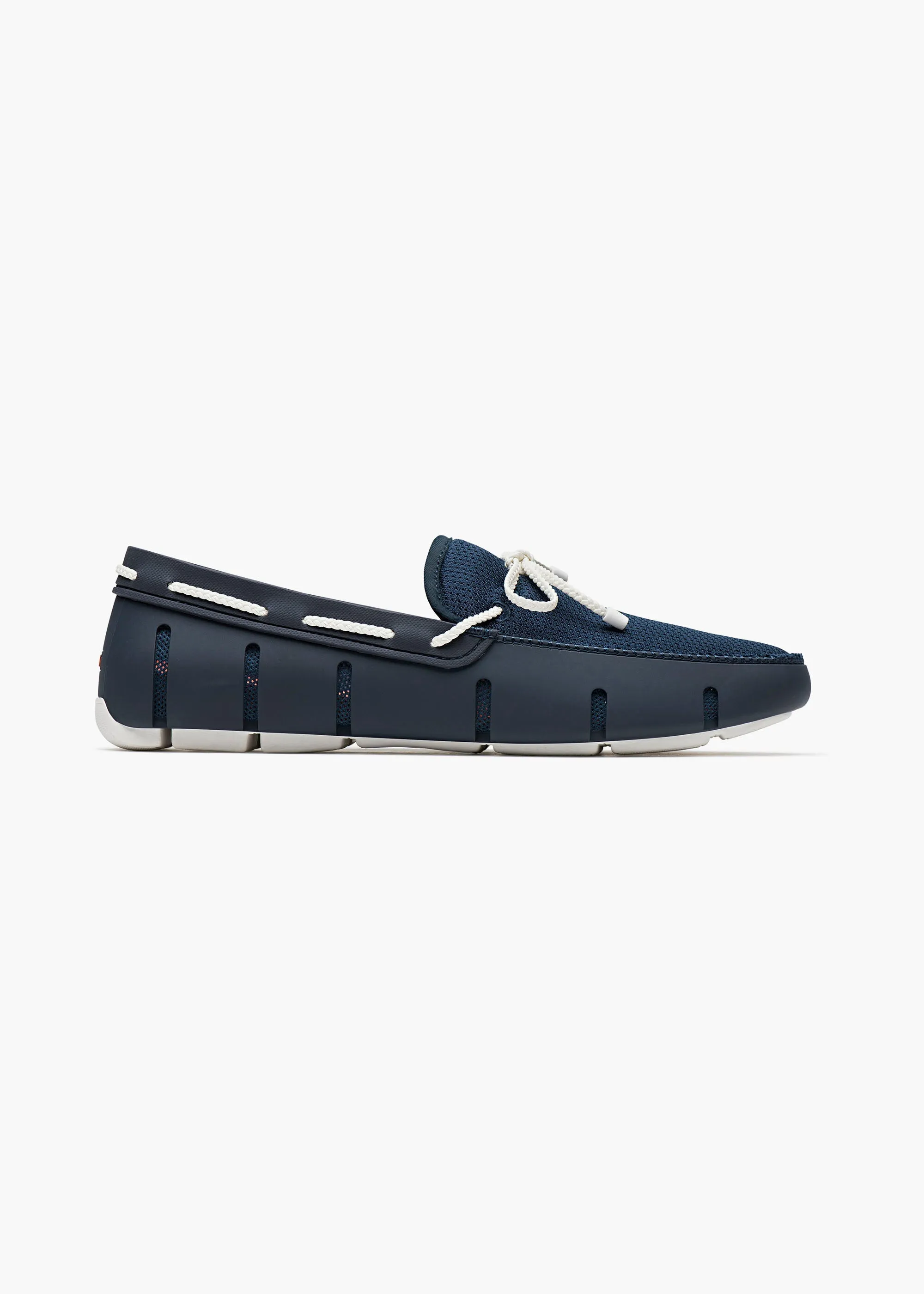 Braided Lace Loafer in Navy White