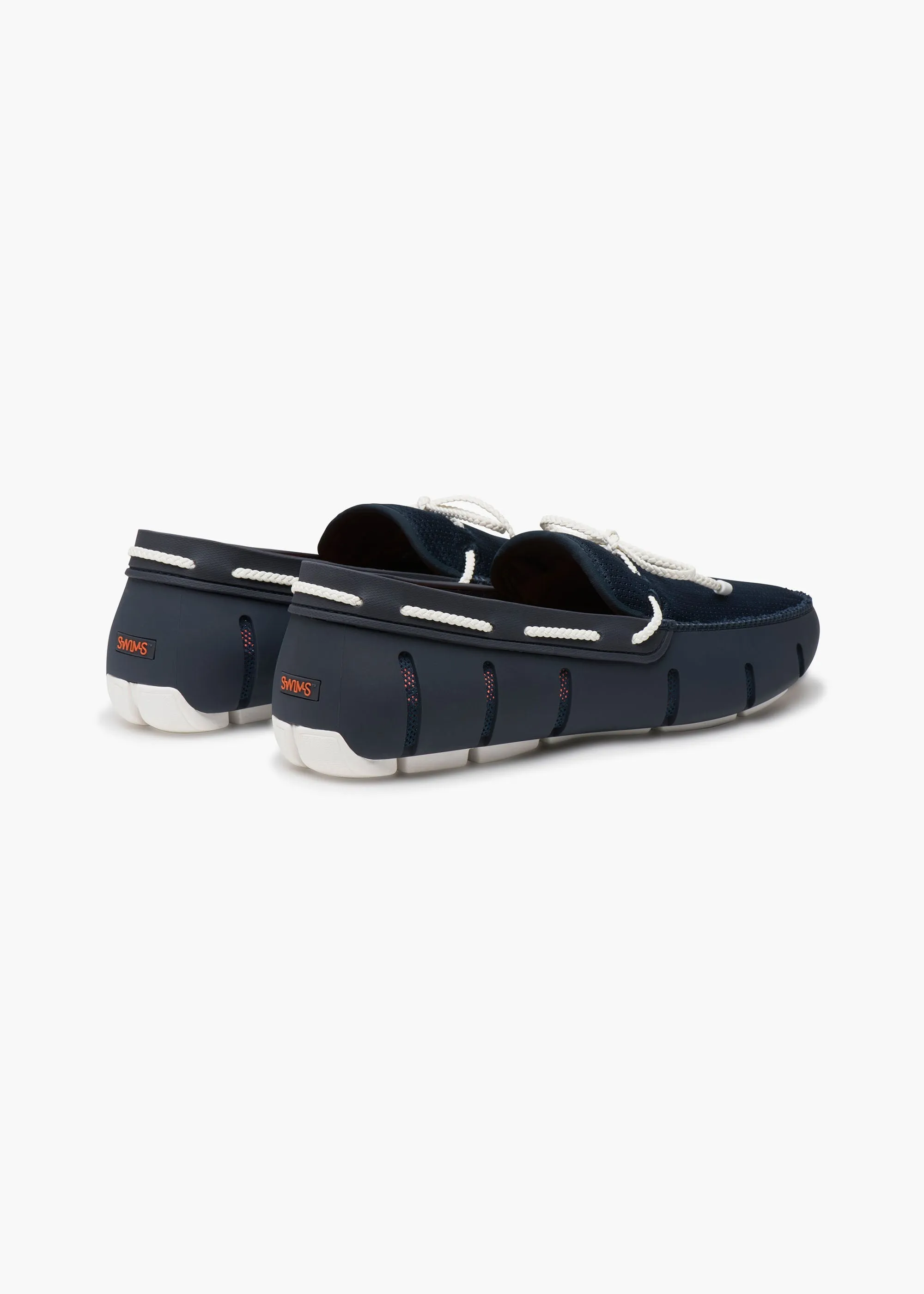 Braided Lace Loafer in Navy White
