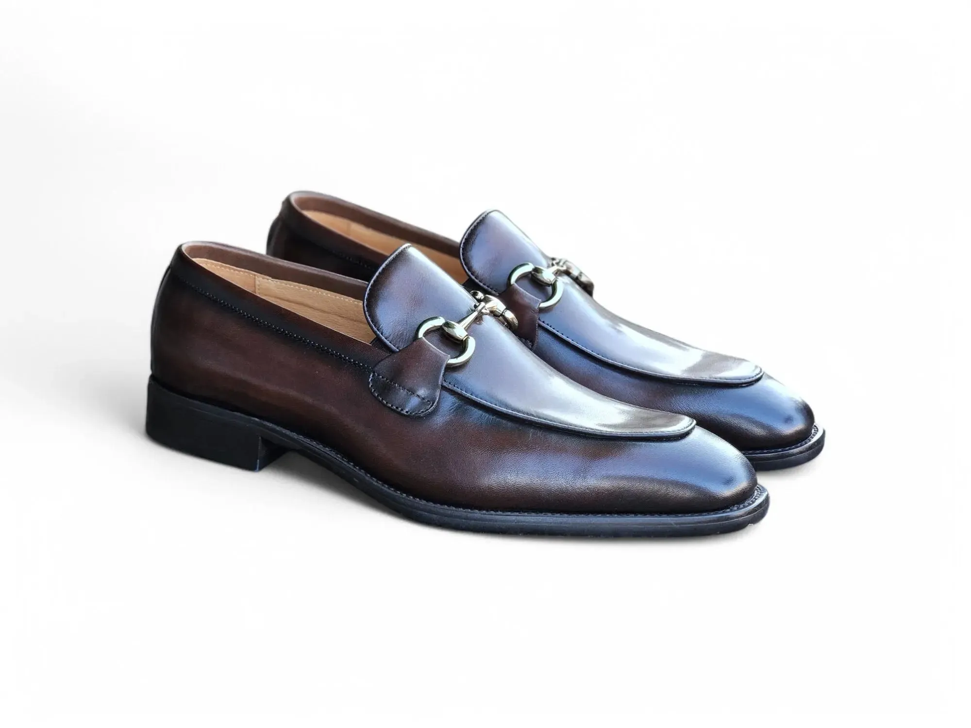 Burnished Calfskin Horsebit Loafer