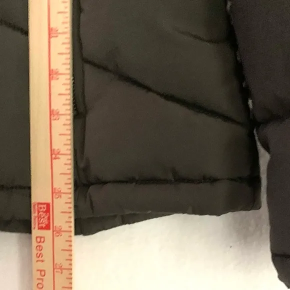 Calvin Klein Repel Grey Puffer Coat XL Hooded Black Faux Fur Trim - Like New!