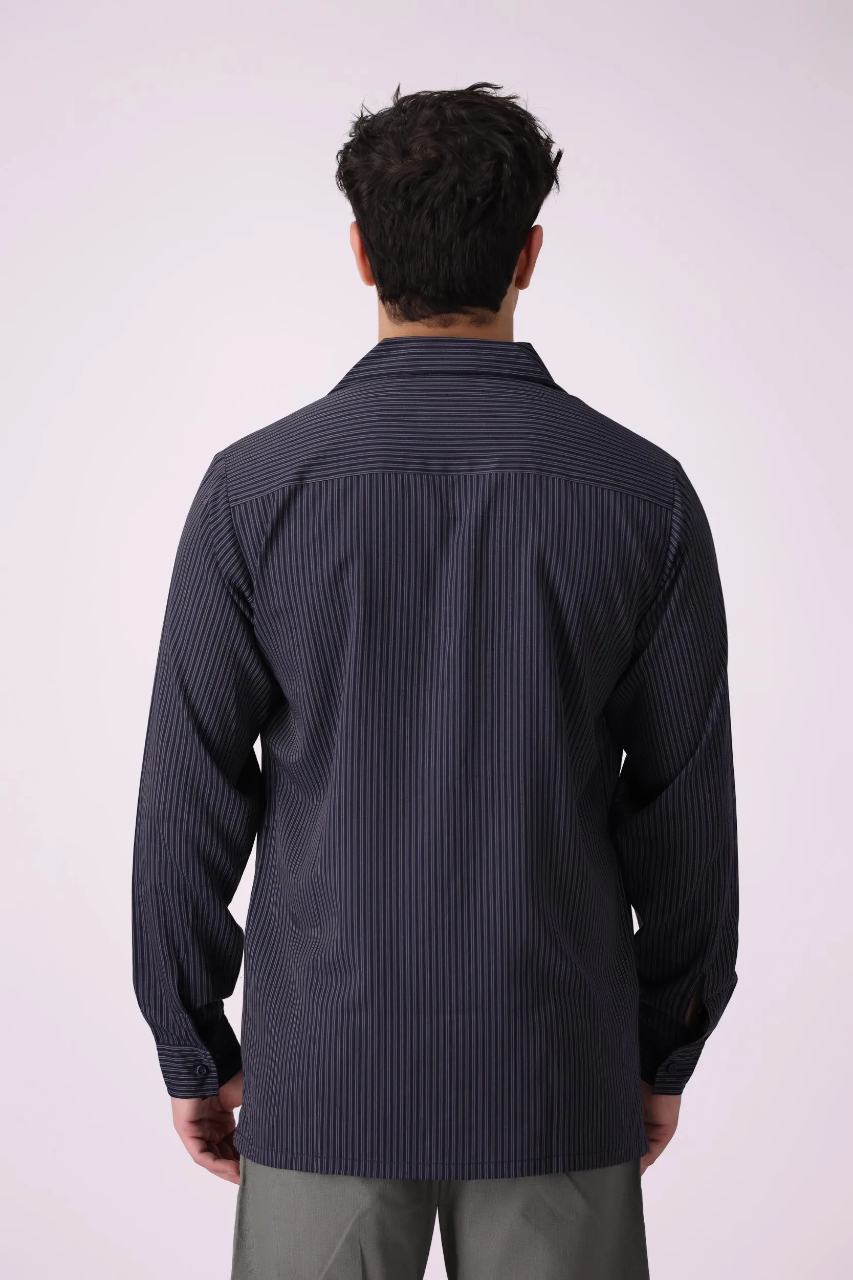 CampCollar Black Half-Sleeves Shirt