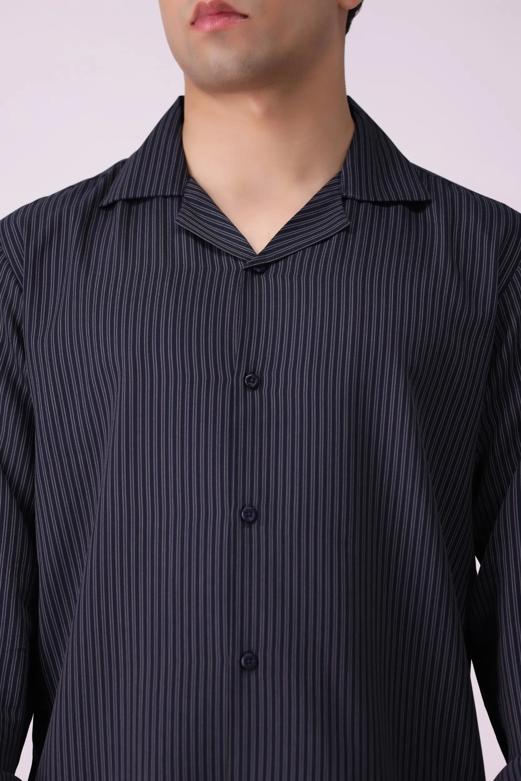 CampCollar Black Half-Sleeves Shirt