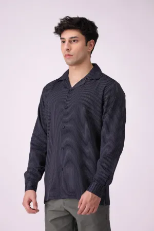 CampCollar Black Half-Sleeves Shirt