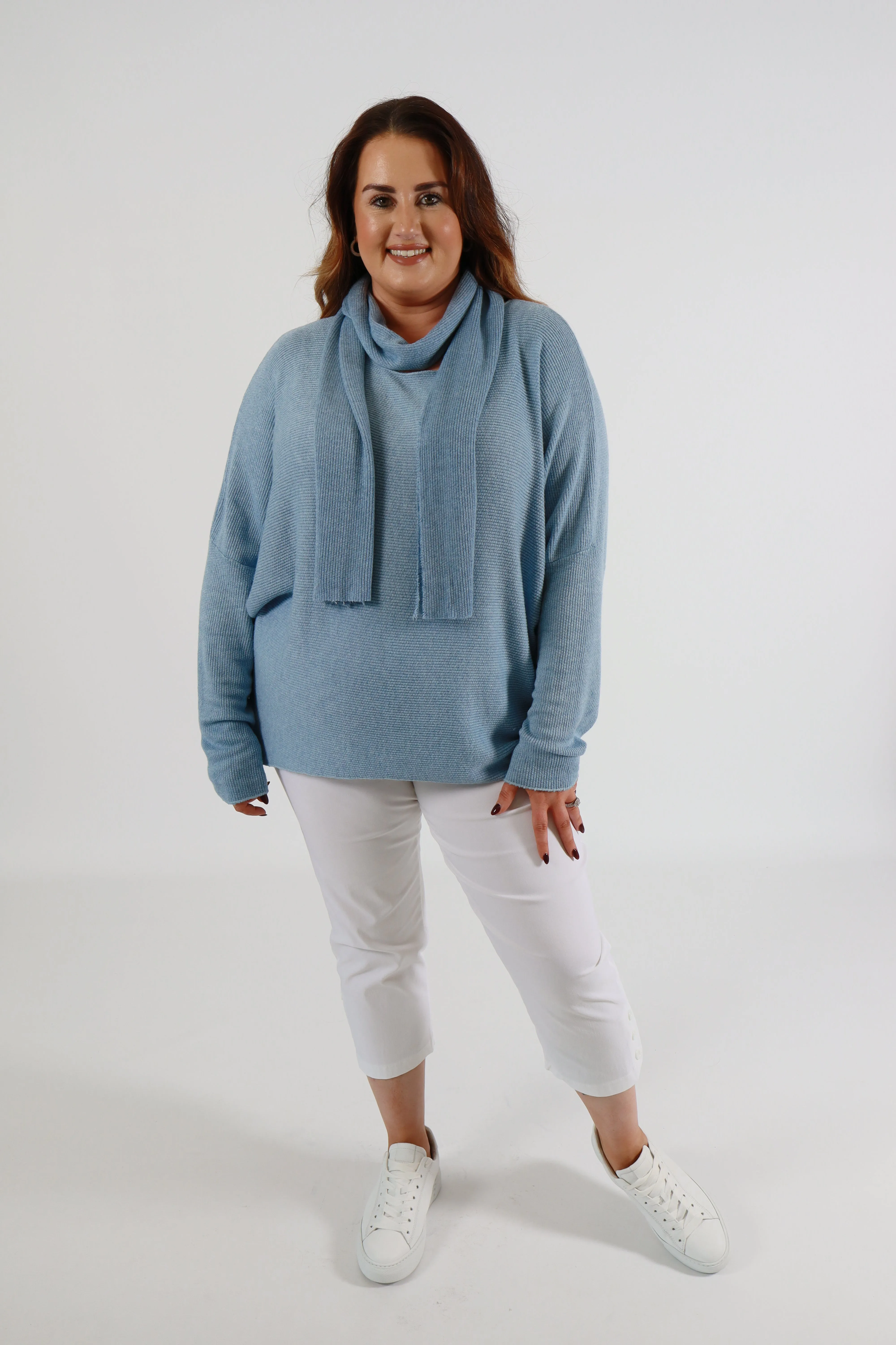 Caroline Jumper with Scarf in Blue