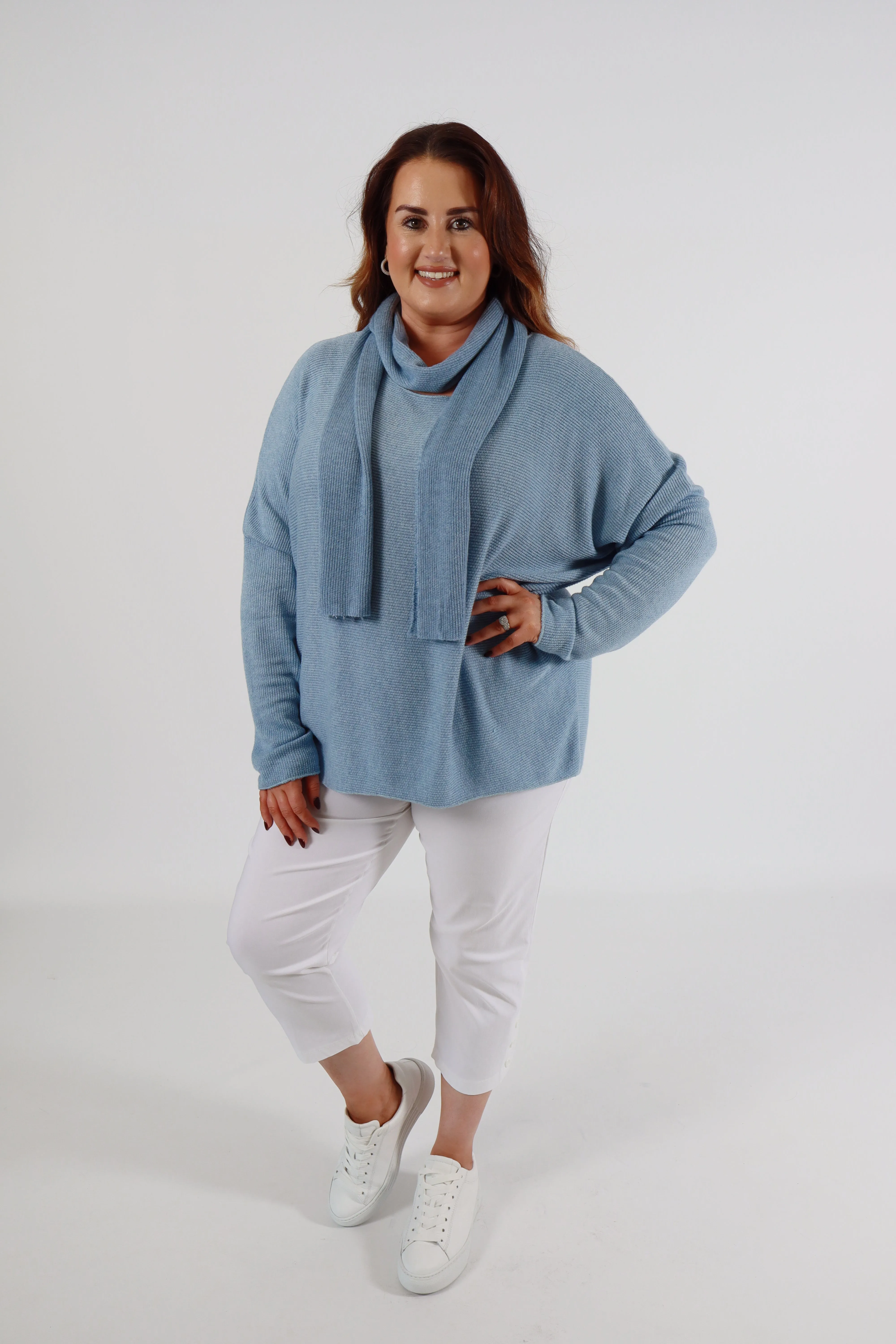 Caroline Jumper with Scarf in Blue