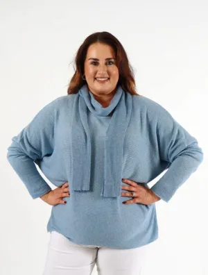 Caroline Jumper with Scarf in Blue