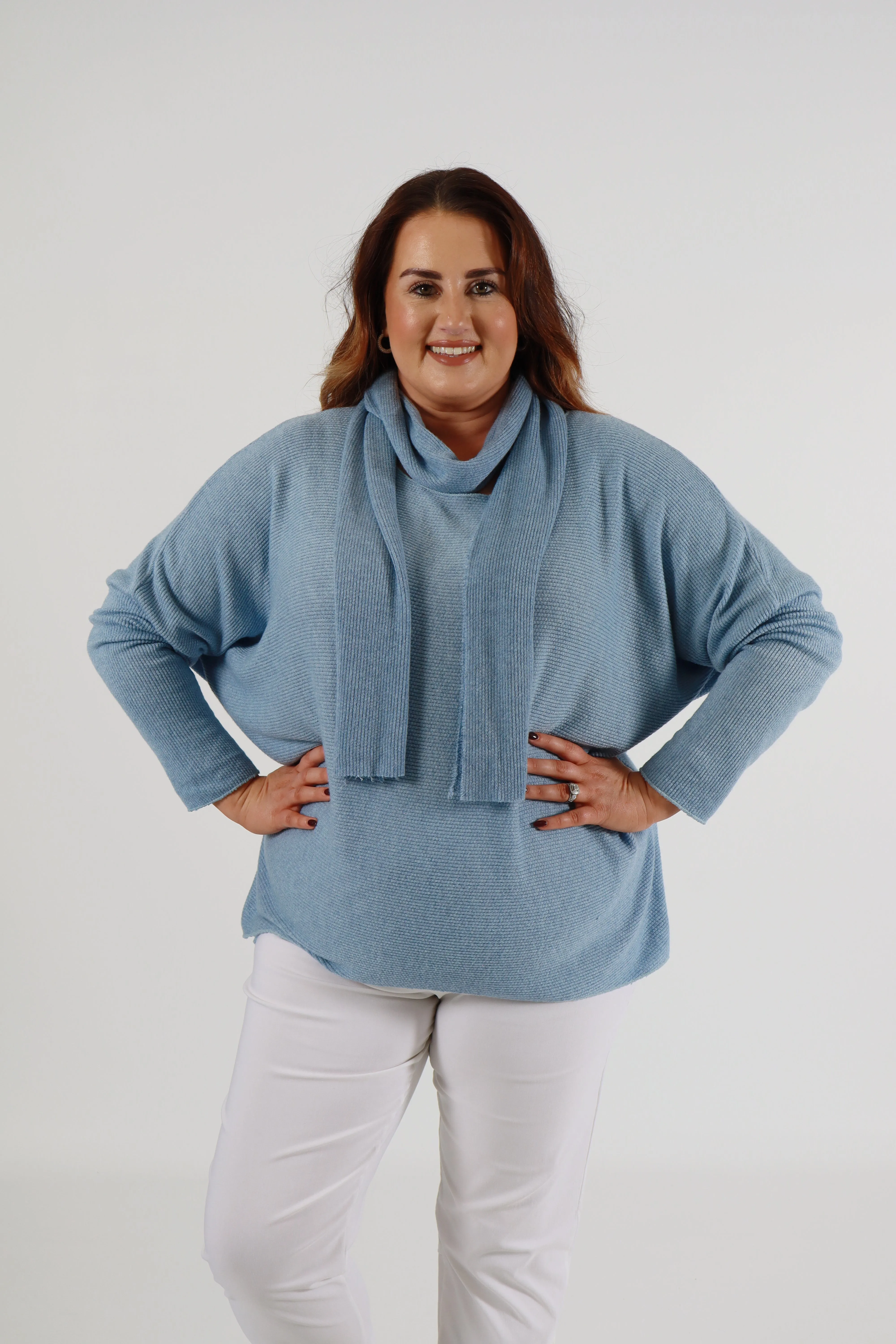 Caroline Jumper with Scarf in Blue