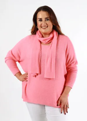 Caroline Jumper with Scarf in Coral
