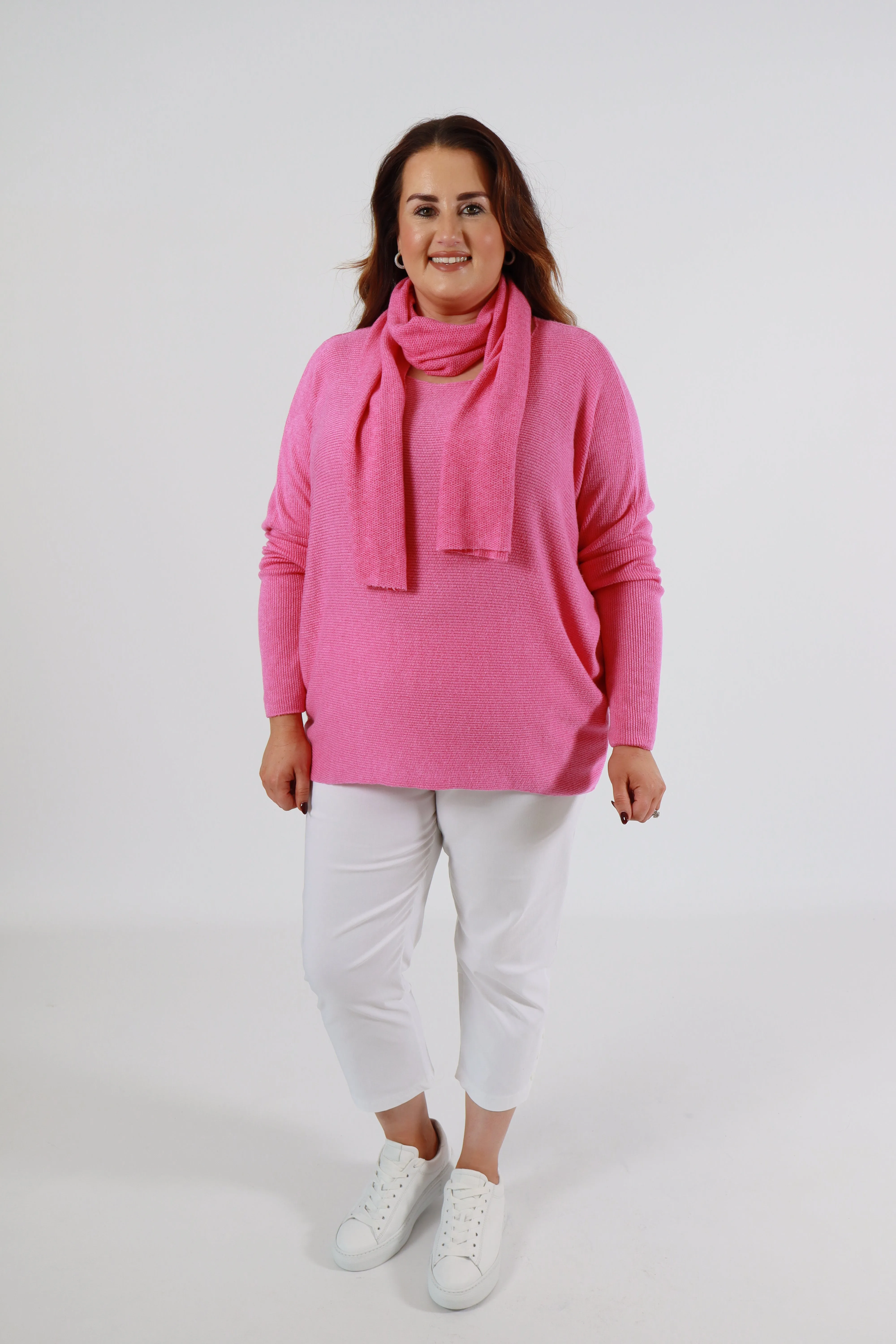 Caroline Jumper with Scarf in Pink