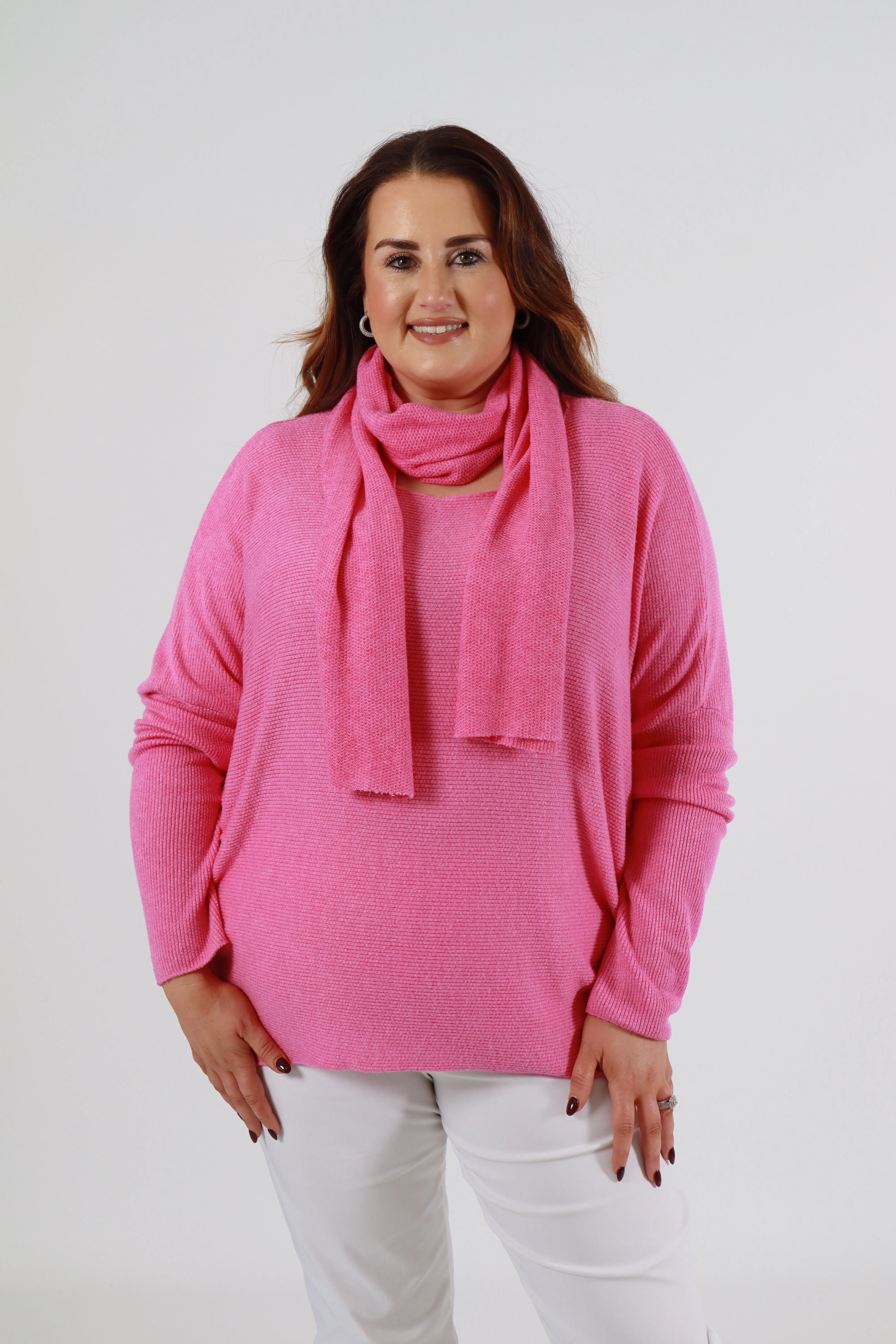 Caroline Jumper with Scarf in Pink