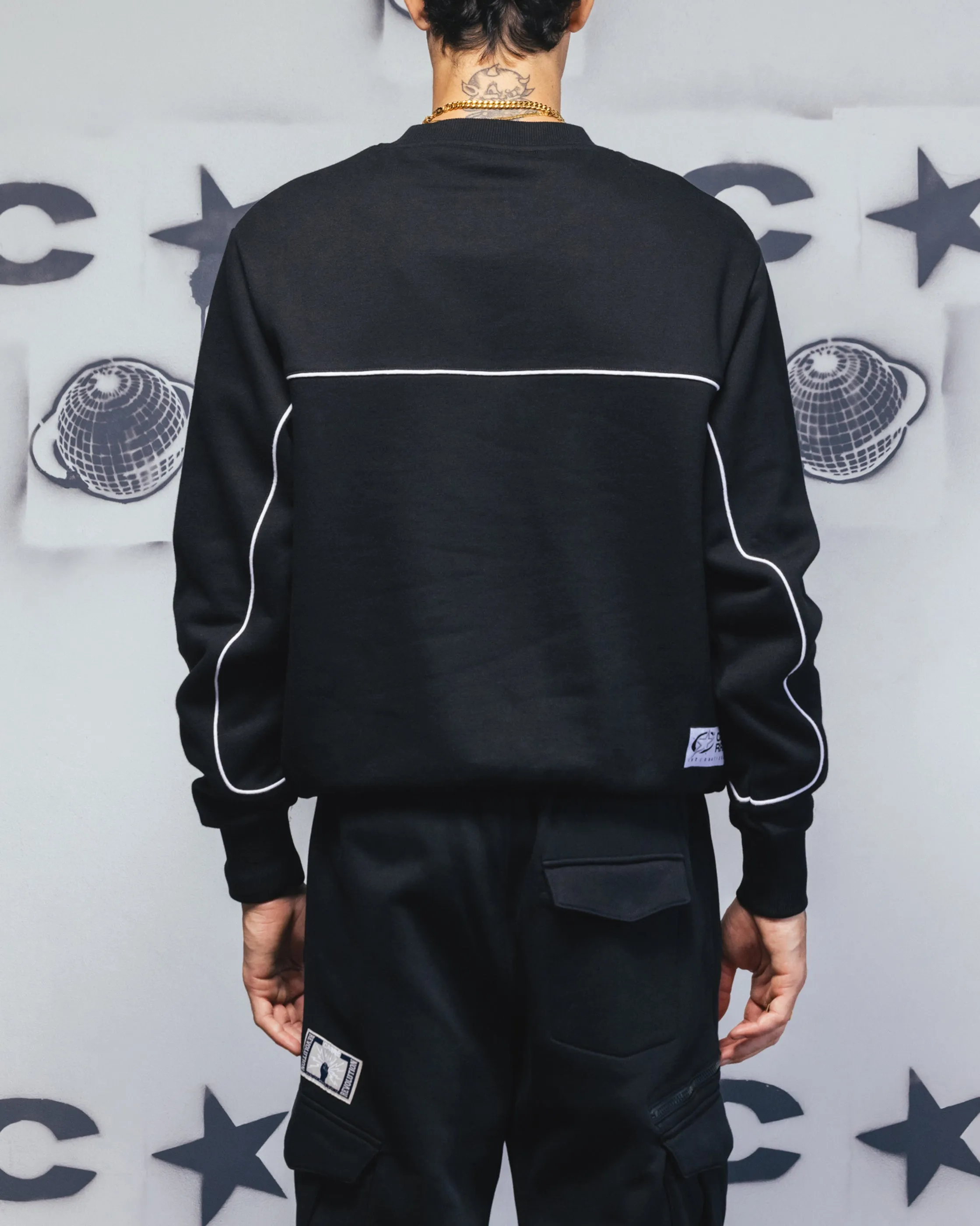 Carre Trainer Oversized Panelled Crewneck Black