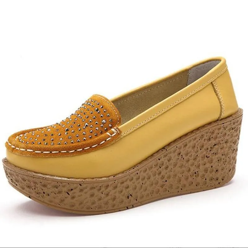 Casual Genuine Leather Leisure Platform Breathable Shoes