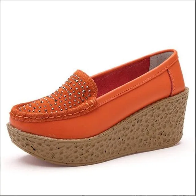 Casual Genuine Leather Leisure Platform Breathable Shoes