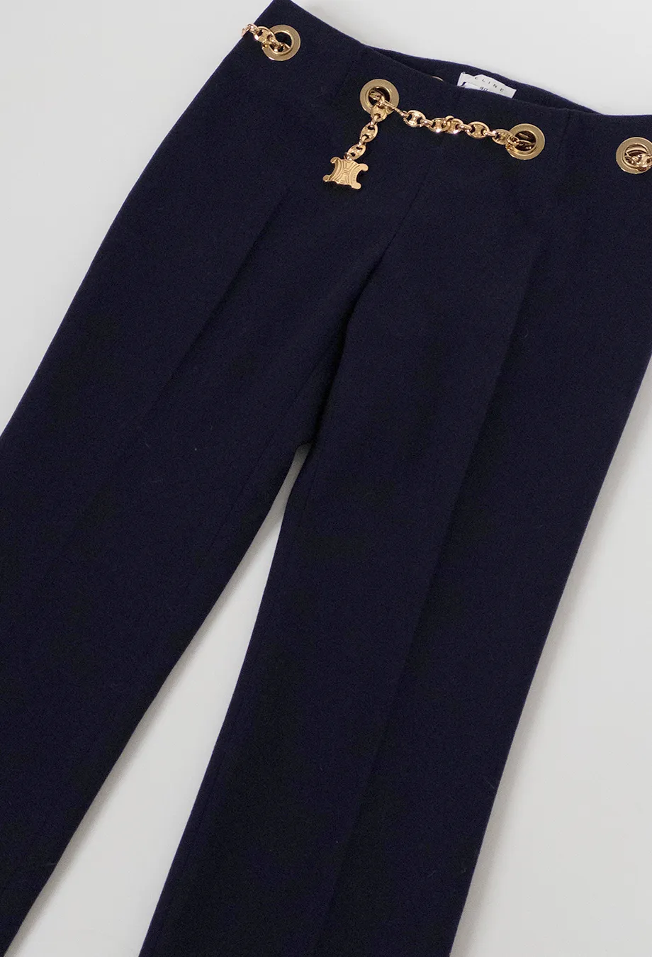Celine Vintage Chain Belt Trousers in Navy