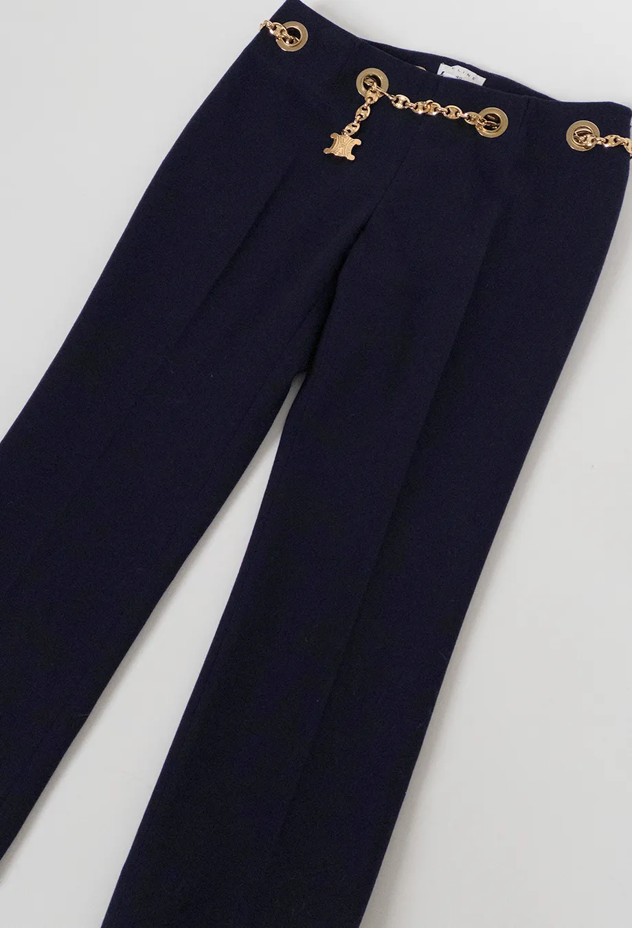 Celine Vintage Chain Belt Trousers in Navy